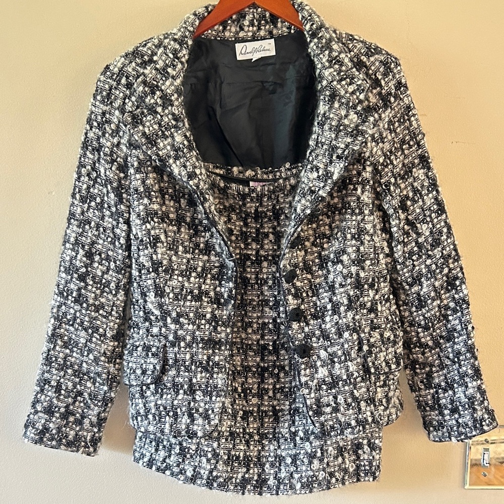 Daniel & Rebecca Italian Wool Tweed Skirt Suit with Tailored Fit
